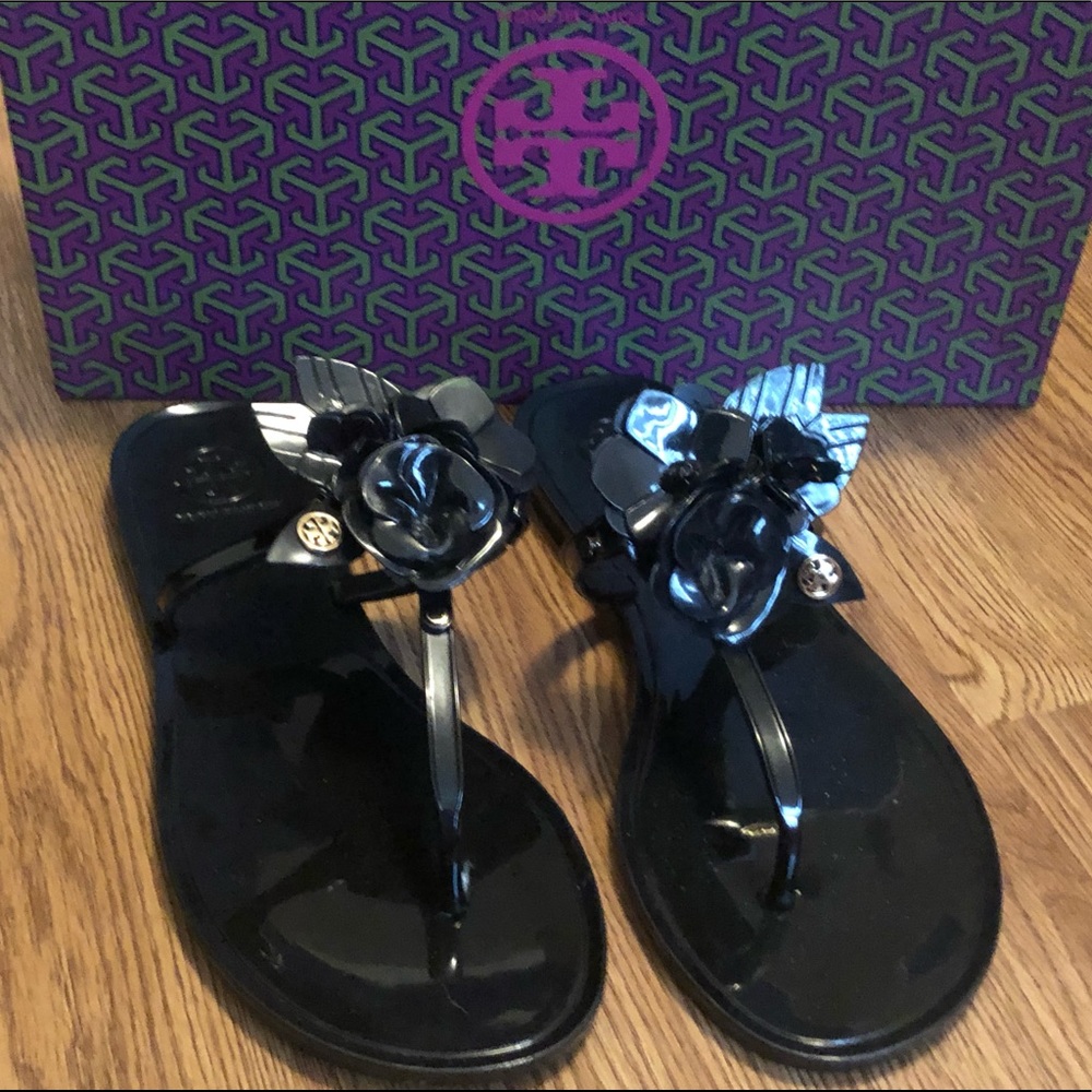 Tory Burch black jelly slides